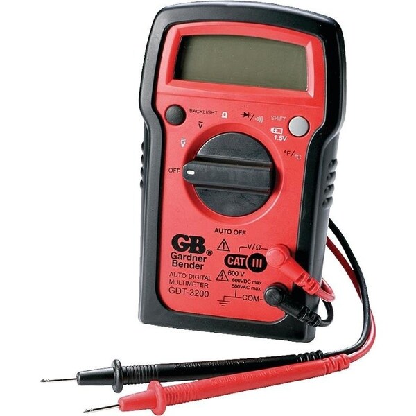 Gardner Bender Multimeter, 500 VAC, 600 VDC, 20 MOhm, Digital, LCD